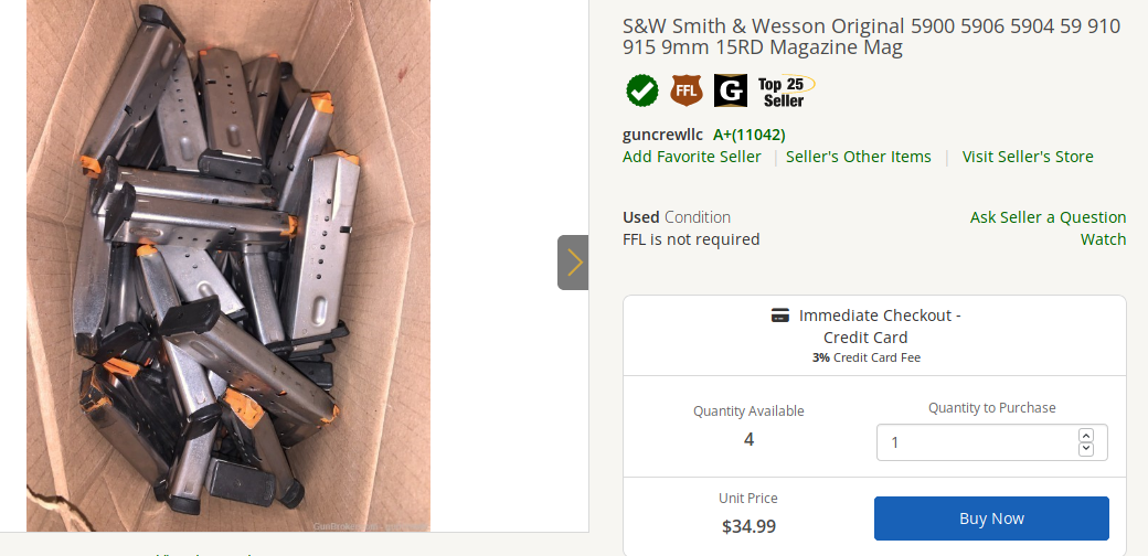 S W Smith Wesson Original 5900 5906 5904 59 910 915 9mm 15RD Magazine Mag - Pistol Magazines P...png