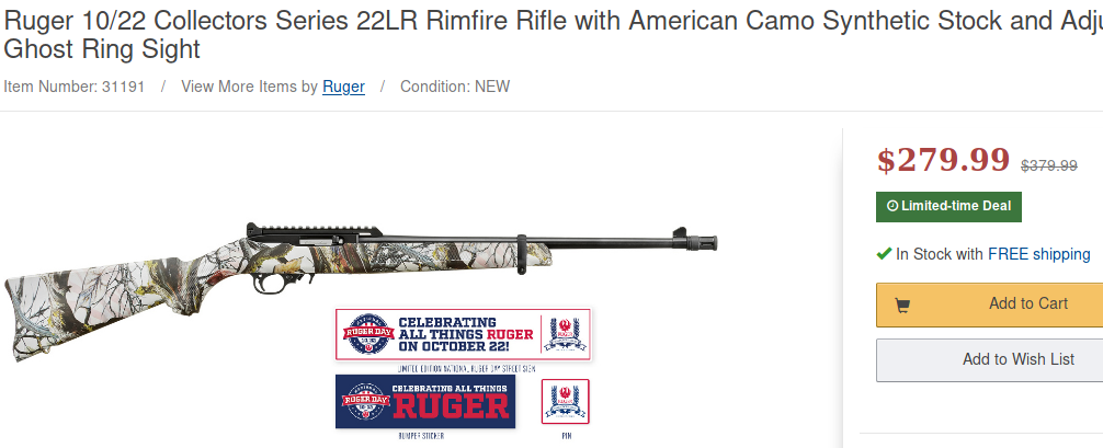 Ruger 10 22 Collectors Series 22LR Rimfire Rifle with American Camo Synthetic Stock and Adjust...png