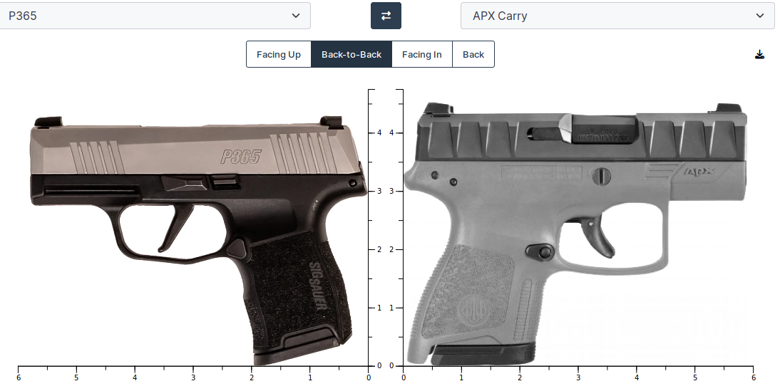 Sig Sauer P365 vs Beretta APX Carry size comparison Handgun Hero.png