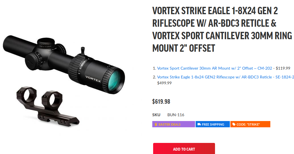 Vortex Strike Eagle 1-8x24 Gen 2 Riflescope w AR-BDC3 Reticle Vortex Sport Cantilever 30mm Rin...png