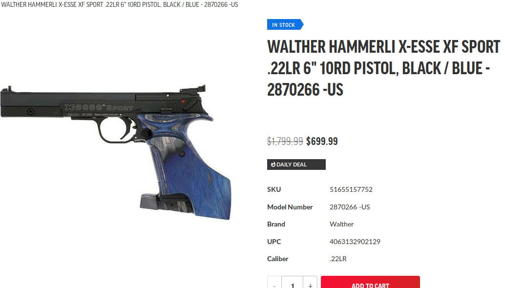 Walther Hammerli X-Esse XF Sport 22LR 6 10rd Pistol, Black Blue - 2870266 -US.png