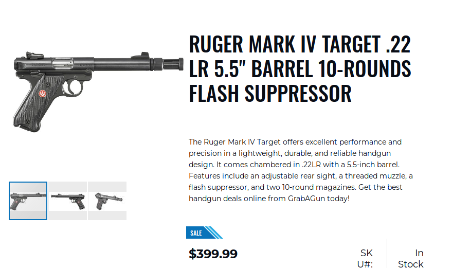 Ruger Mark IV Target 22 LR 5 5 Barrel 10-Rounds Flash Suppressor.png