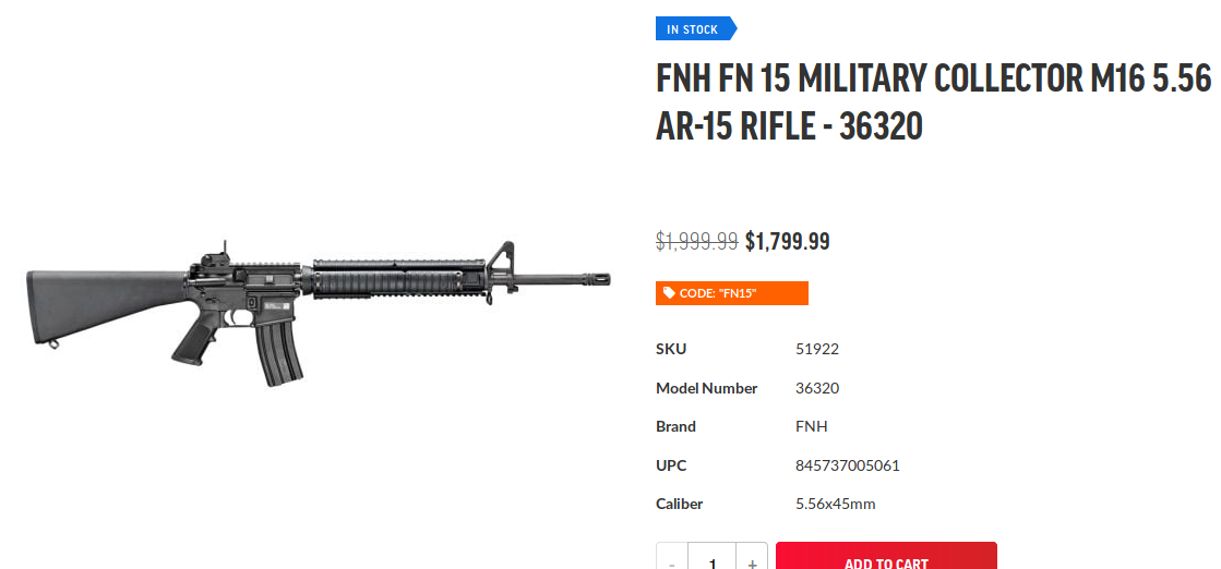 FNH FN 15 Military Collector M16 5 56 AR-15 Rifle - 36320.png
