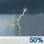 Today: A 50 percent chance of showers and thunderstorms.  Mostly cloudy, with a high near 81. East wind 5 to 10 mph.  New rainfall amounts between a tenth and quarter of an inch, except higher amounts possible in thunderstorms. 